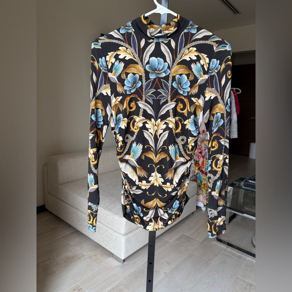 Farm Rio - Black Flowerful Garden Jersey Blouse - Picture 11 of 12